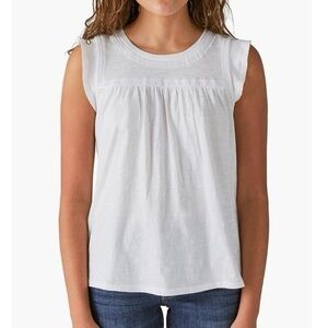 Lucky Brand Embroidered Cotton Slub Tee White Small